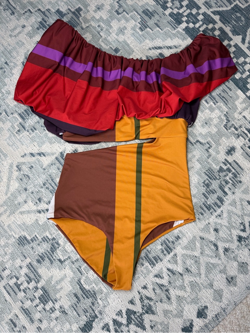 Silvia Tcherassi Size L • Off Shoulder One Piece Swimsuit Designer Swimwear